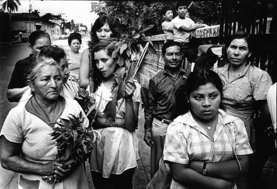 El Salvador, San Salvador, 1980. A group of woman attends the funeral of archbishop Romero. 