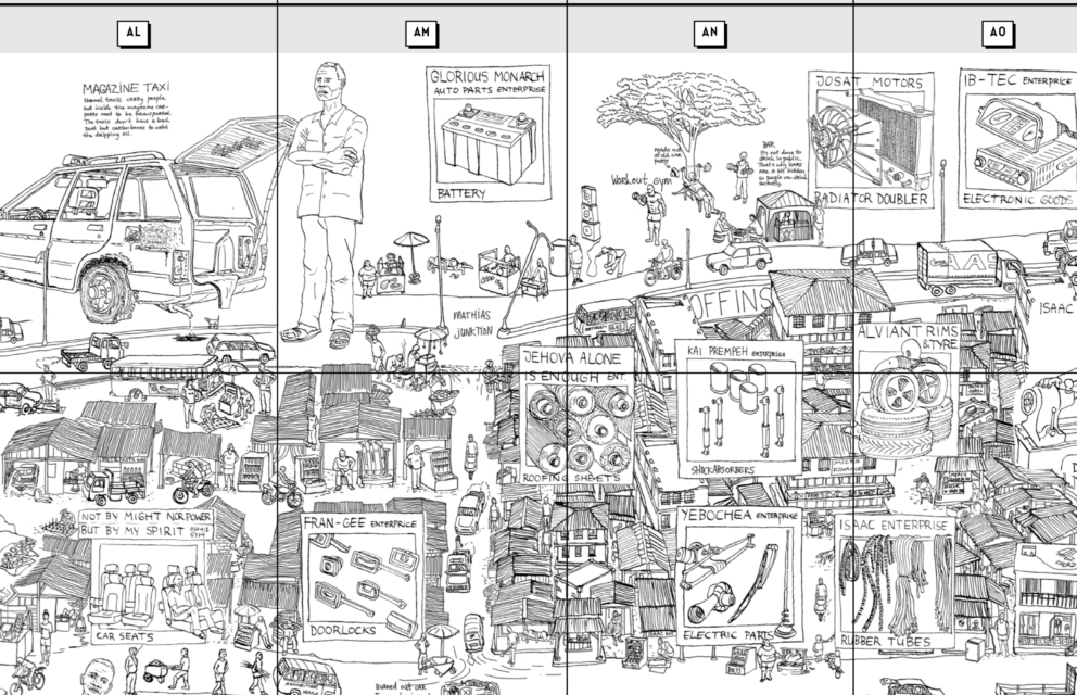 Detail of pull-out map of Suame Magazine. Illustration: Melle Smets. 