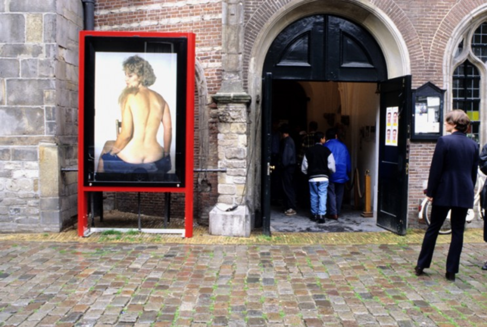 Entrance to the Oude Kerk, Ine Poppe/Jetty Verhoeff, Woman with Beard, 1997