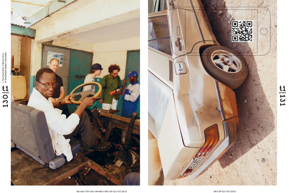 Pages from the book Turtle 1 - building a car in Africa. Design: Ko Sliggers