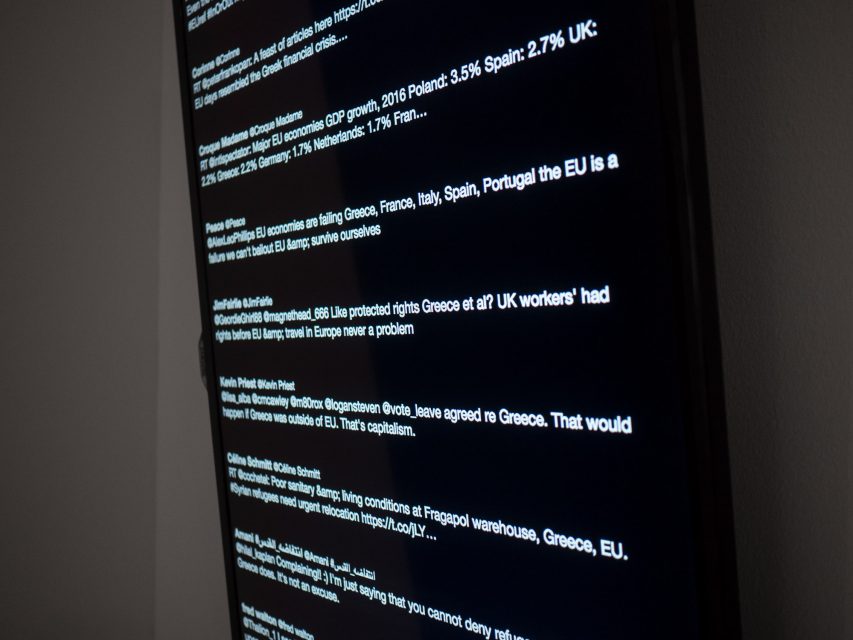 Twitter feed at Borders Kill, Benaki Museum