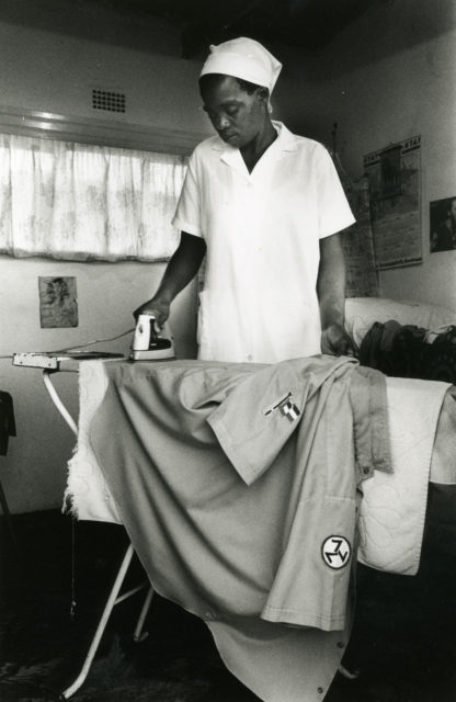 The maid of Blikkies Blignout, leader of AWB in Welkom, South Africa, 1990