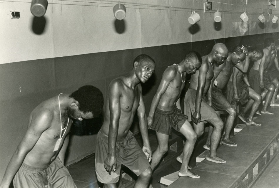 Acclimatization-room. New miners are tested whether they can stand the underground heat or not, Welkom, South Africa, 1990