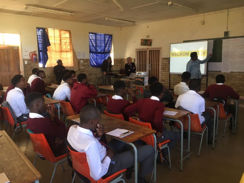 Ad van Denderen and Lebo Tlali giving their first workshop to the students of Welkom.