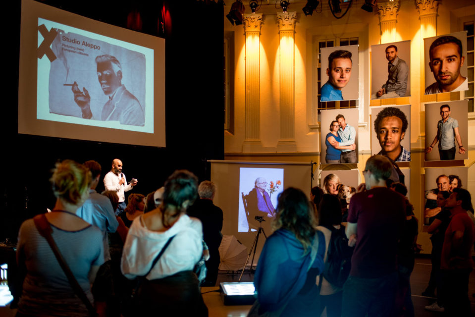 Film maker and moderator Bahram Sadeghi interviews Issa Touma 