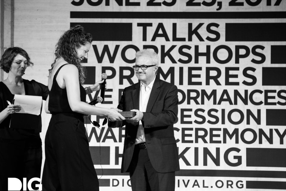 Floor van der Meulen receives the DIG Award 2017 in the category 'Reportage Medium' at the DIG Festival, Riccione.