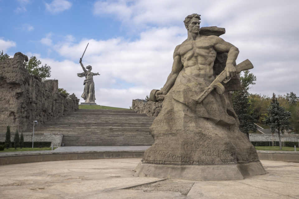 The statue of Mother Russia in Volgograd, former Stalingrad. 