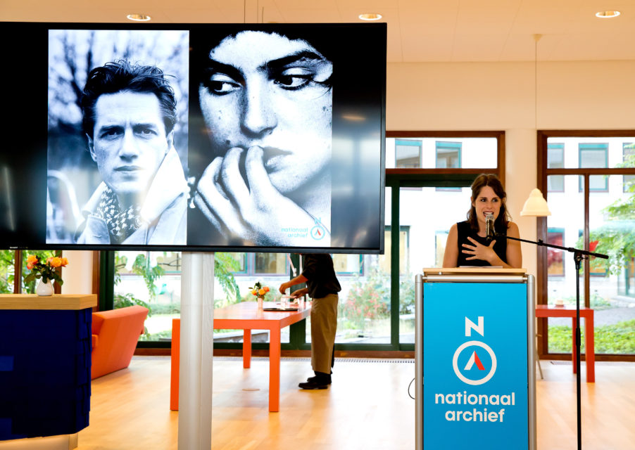 Nele Eeckhout of AudioCollectief Schik during the opening of the exhibition Face to Face, portraits from the largest photocollection in the Netherlands. The National Archive in The Hague. Photo by Bart Hoogveld