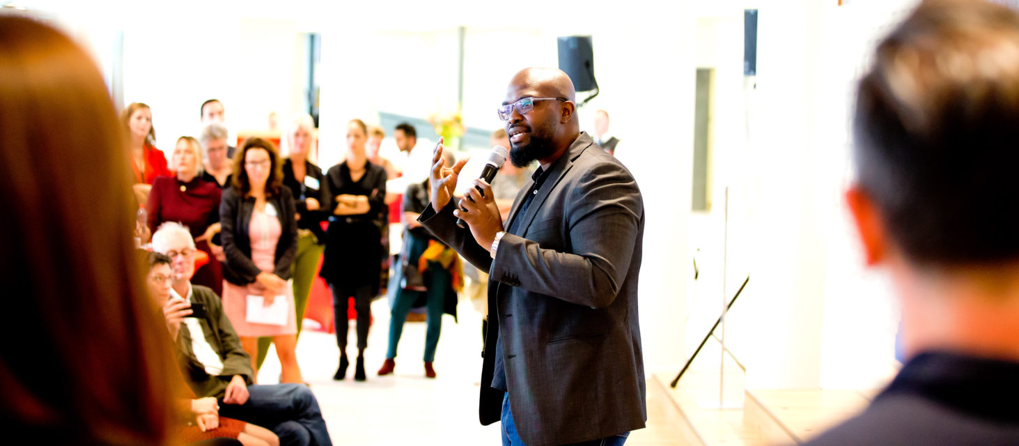 Onias Landveld, city poet of Tilburg, during the opening of the exhibition Face to Face, portraits from the largest photocollection in the Netherlands, the National Archive in The Hague. Photo by Bart Hoogveld