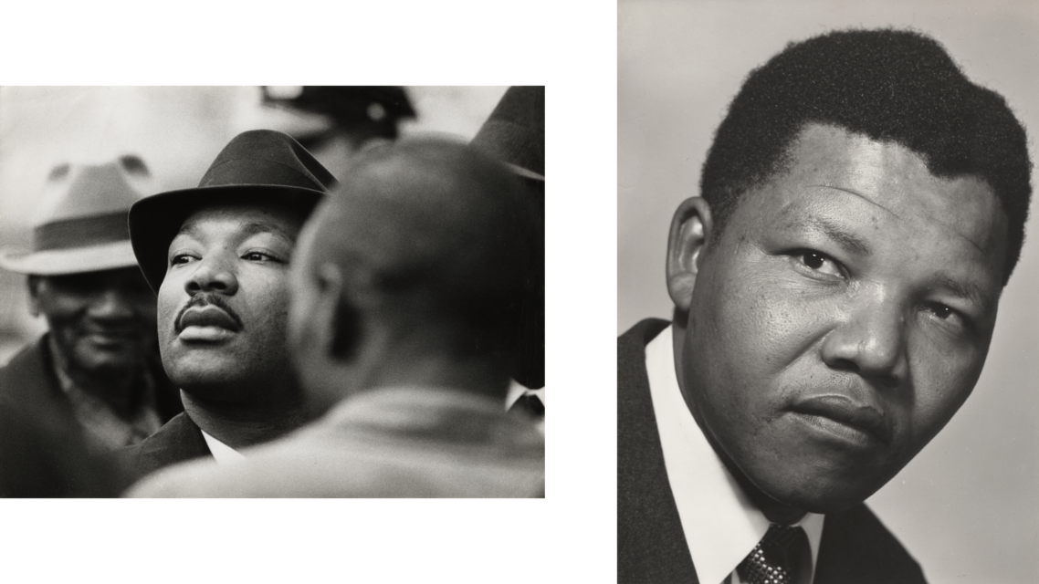 Nelson Mandela in de Verenigde Staten 1965, uit het Stadsarchief Den Bosch. Eli Weinberg, Martin Luther King in Zuid-Afrika rond 1960.