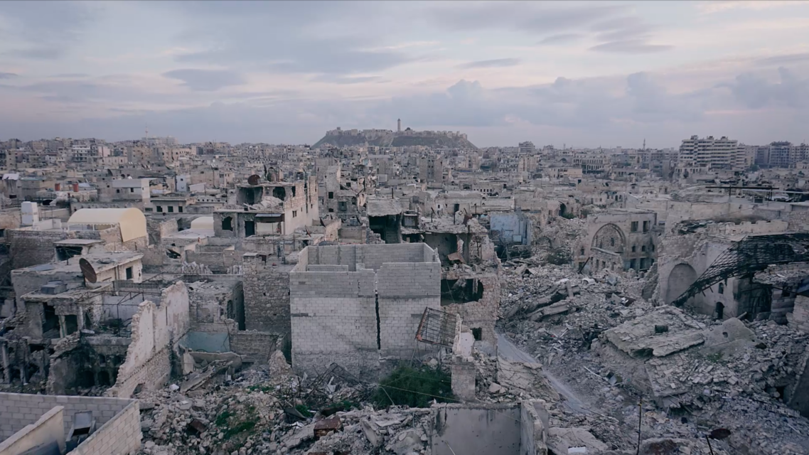 View from Issa Touma’s apartment on the third floor in the Ancient part of Aleppo. At the distance the historic Citadel.